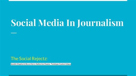 Social Media In Journalism