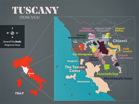 Map Of Tuscany Italy With Wine Regions Highlighted Tuscany Wine