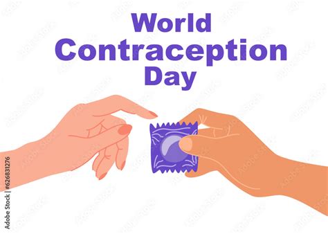 world contraception day hand holding condom package safe sex leaflet poster banner