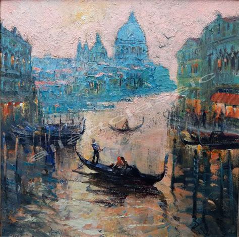 Evening In Venice Lights And Reflections 2021 Original Oil Painting