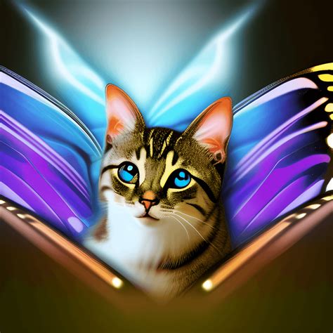 Cinematic Cat Glowing Butterfly Manipulation · Creative Fabrica