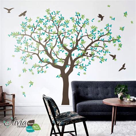 Large Tree Wall Decal White Tree Wall Decal Wall Mural Etsy Uk