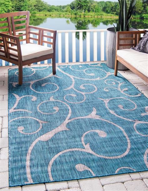 13 Blue Outdoor Rugs For Stylish And Soothing Decks And Patios