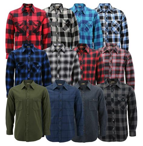 Mens Premium Cotton Button Up Long Sleeve Plaid Comfortable Flannel