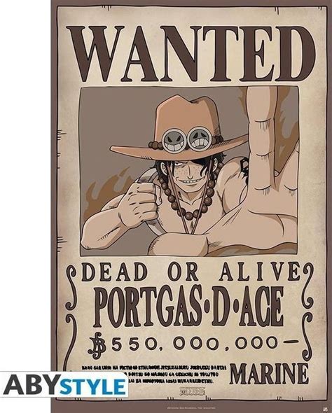 One Piece Poster 91x61 Wanted Ace Poster One Piece Affiche