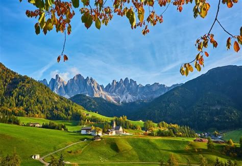 Premium Photo Amazing Autumn Scenery In Santa Maddalena Village With