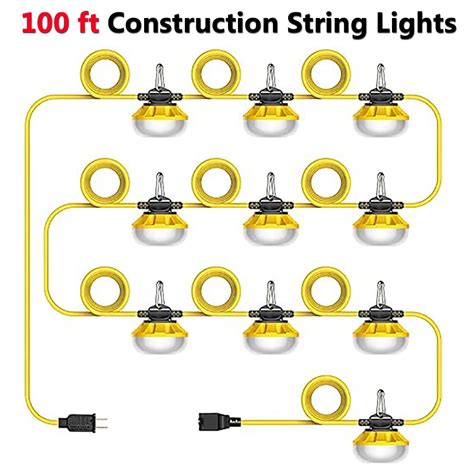 100ft Construction String Lights 100w 10000lm Led Temporary Lighting