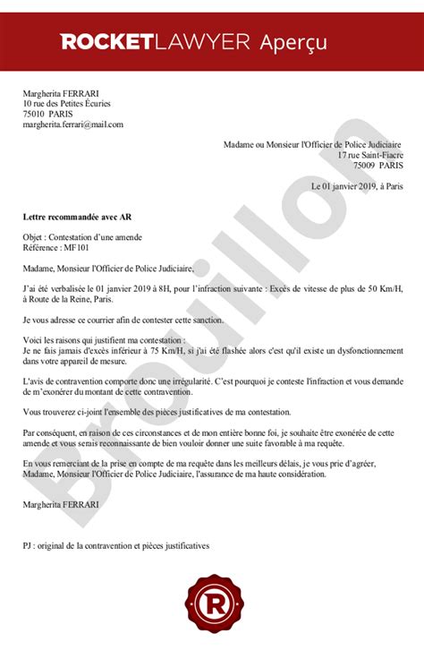 Lettre Type Contestation Amende Stationnement Modele De Lettre Type