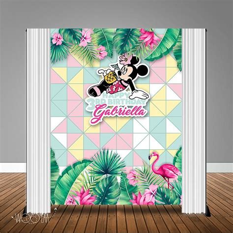 Tropical Minnie Mouse Birthday 6x8 Banner Backdrop Step And Repeat