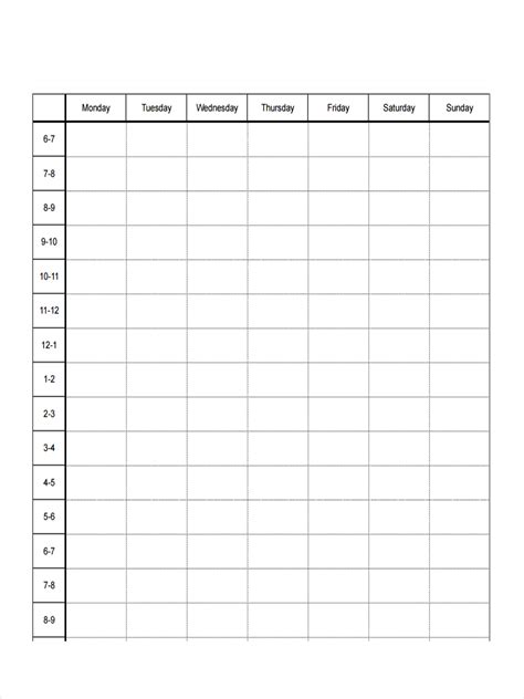 Blank Work Schedule Template Charlotte Clergy Coalition Weekly