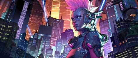 2560x1080 Cyberpunk Pink Hair Girl 4k Wallpaper2560x1080 Resolution Hd