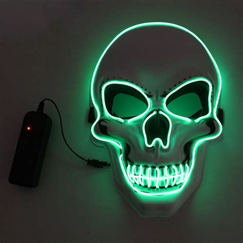 Led Luminous Masks Halloween Glowing Skull Shape Mask Masque Light Glow