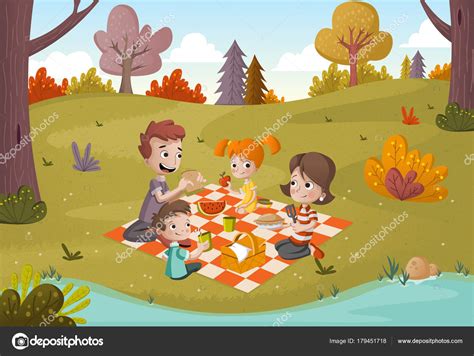Picnic cartoons from cartoon collections. Cartoon Familie Hebben Picnic Het Park Een Zonnige Dag ...