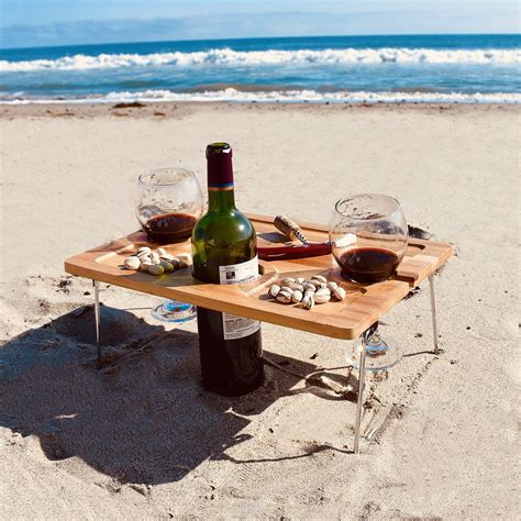 Kato Outdoor Wine Picnic Table Folding Portable Bamboo Camping Table