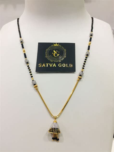 Cz Mangalsutra Black Beaded Jewelry Online Gold Jewellery Gold