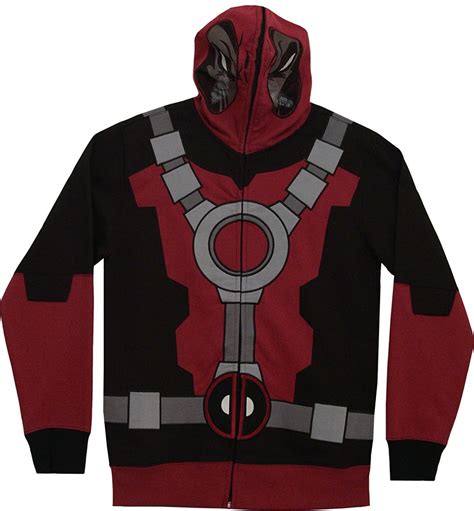 Deadpool Costume Zip Up Hoodie With Face Mask
