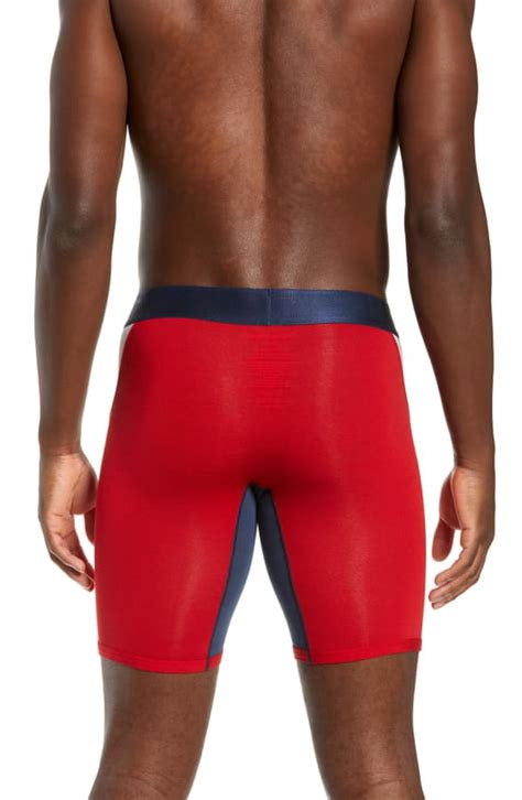 Tommy John Second Skin Wave Colorblock Boxer Briefs In White Haute Red