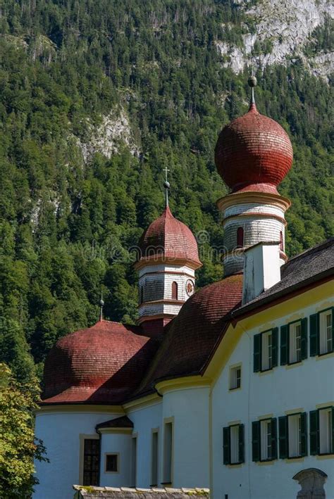 Church Saint Bartholomew At Lake Koenigssee In The Bavarian Alps Stock