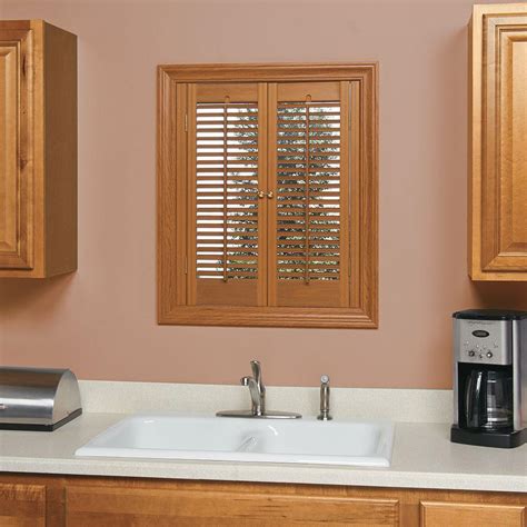 Window savers cut drafts, save energy, and block outside noise. HOME basics Traditional Faux Wood Oak Interior Shutter ...