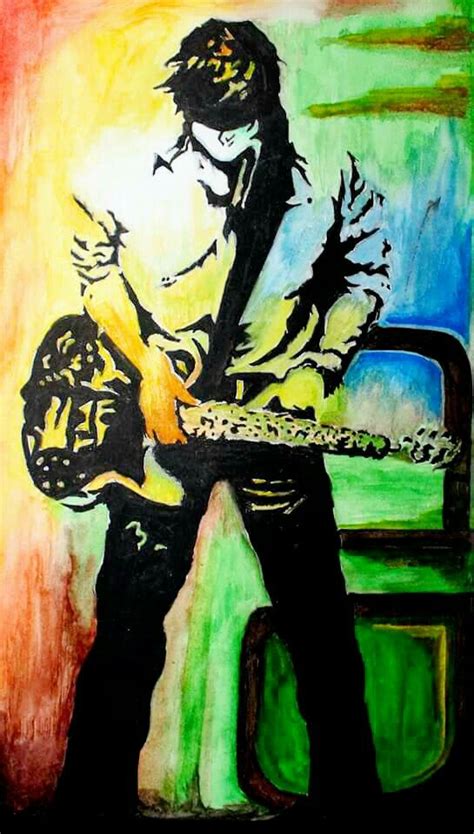 A Painting Of A Man With A Guitar