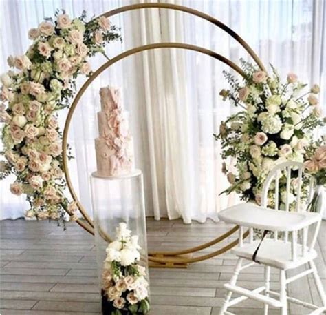 Double Circle Wedding Arch Ceremony Backdrop Floral