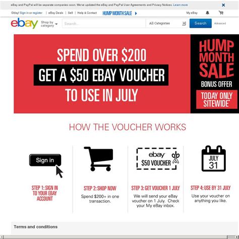 50 Ebay Voucher To Use In July With 200 Purchase Sitewide Today