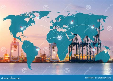 Map Global Logistics Partnership Connection Stock Photo Image Of