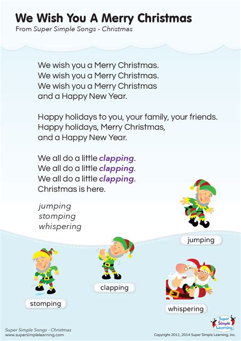 We Wish You A Merry Christmas Lyrics Poster Super Simple