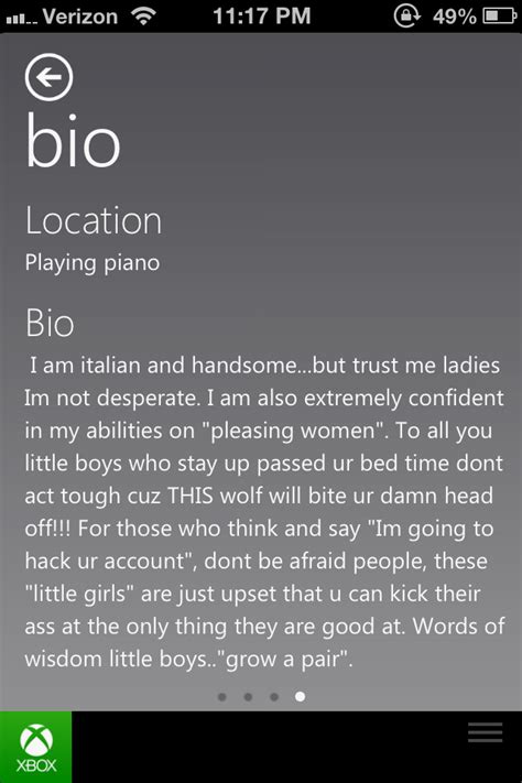 I Came Across This Gem Of A Profile Bio On Xbox Live Rgaming