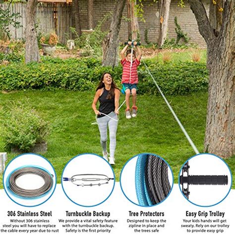Hyponix 100150 Zipline Kits For Backyard For Adults Kids 100