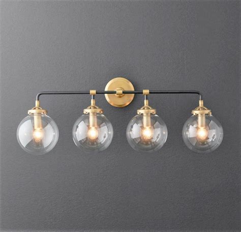 A Touch Of Design 4 Light Glass Globe Dimmable Vanity Light Black And