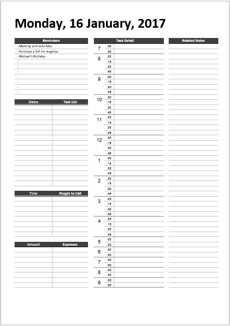 5 Free Daily Schedule Templates In Ms Word Ms Excel And Pdf
