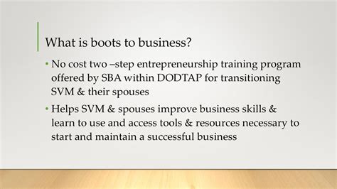 Small Business Administration Entrepreneurship Track Boots To Business
