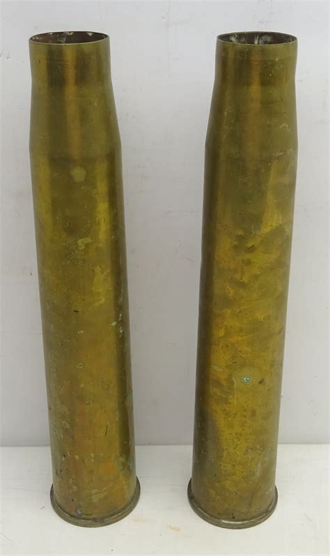 Two Wwii Brass Artillery Shells H44cm Antiques And Interiors