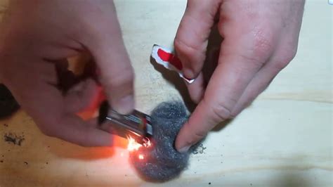 How To Start A Fire With A 9 Volt Battery And Steel Wool Youtube