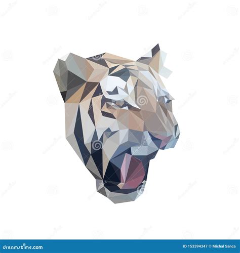 Tiger Head Low Polygonal Face Isolated Vector Illustration Stock