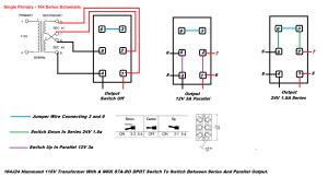 Fully explained wiring diagrams and photos show how to wire switches including: DPDT Toggle Switch, To switch a Transformer output from series to parallel?