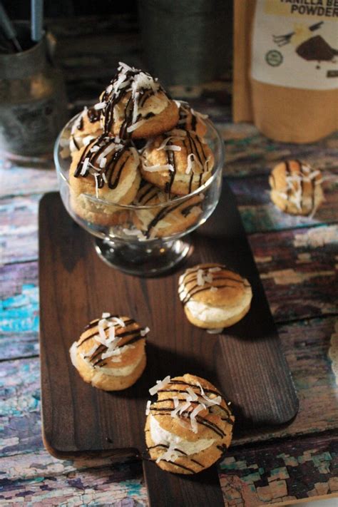 These light and delicate cream puff fragments with vanilla pastry cream make for a memorable treat. Coconut Cream Puffs | Cream puffs, Paleo baking recipes
