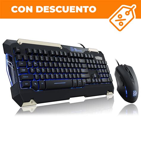 Kit De Teclado Y Mouse Gamer Alambrico Thermaltake Commander Usb Azul