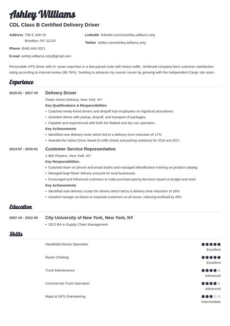 Delivery Driver Resume Sample Objective Skills And Duties