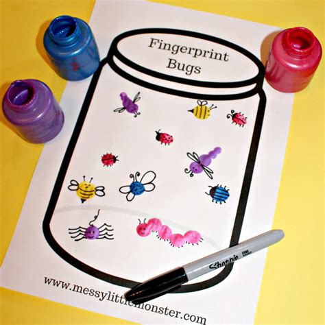 Fingerprint Bug Jar Craft Messy Little Monster