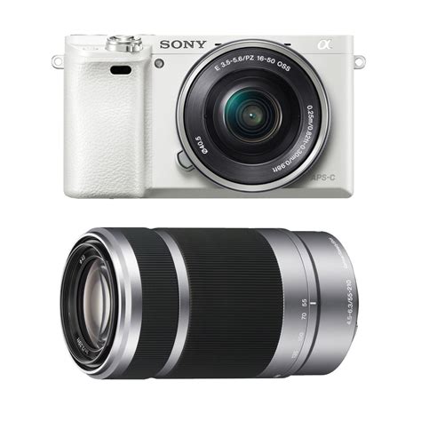 Sony Alpha A6000 Mirrorless Camera White W 55 210mm And 16 50mm Power