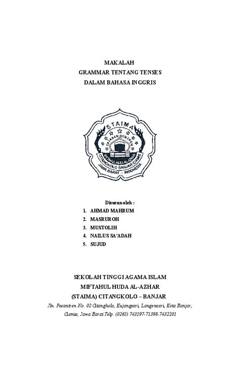 Doc Makalah Bahasa Inggris I Semester 1 Mahrum Assyafaah