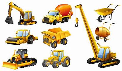 Construction Trucks Types Different Vector Clipart Illustration