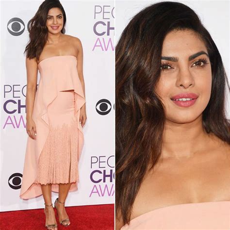 Style Scoop Priyanka Chopra At Peoples Choice Awards 2017 Is Pretty Hot In Peachy Pink