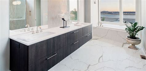With its beautiful striking wide vein pattern and luxurious feel. Quartz Countertops | Calacatta Classique White Quartz | Q™ Premium Natural Quartz