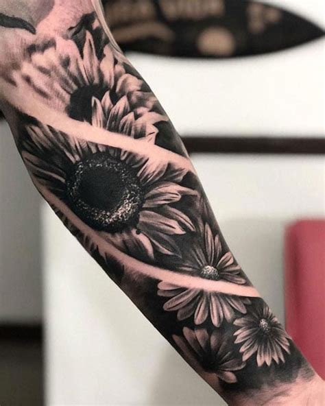 Sunflower And Roses Half Sleeve Tattoo Best Flower Site
