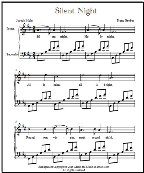 Silent Night Sheet Music Piano Arrangements For