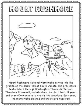 Mount Rushmore Informational Text Coloring Page Craft or ...