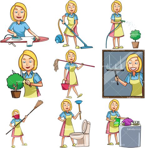 Woman Doing Housework Chores Cartoon Vector Clipart Friendlystock